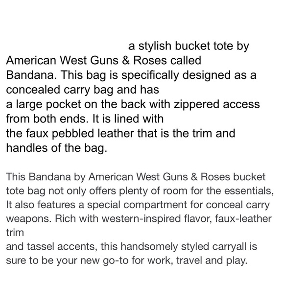 EUC - Bandana by American West Guns & Roses Tote Gray + Black Concealed Carry - Picture 15 of 15